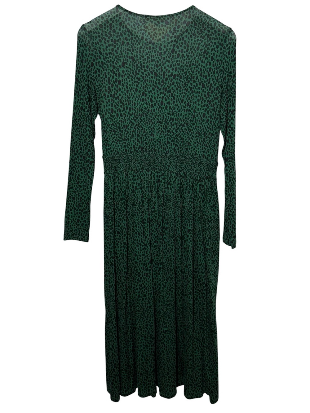 Boden Thea Long Sleeve Midi Dress Animal Spot Amazon Green Size 6R - Picture 4 of 9